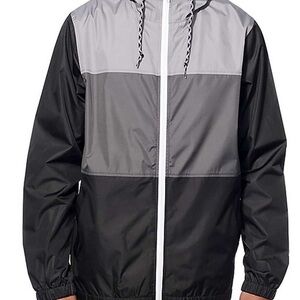 ZINE Clothing Men's Black and Gray Color block Windbreaker Jacket